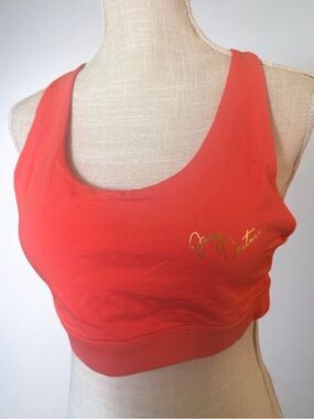 Juicy Couture Coral-Red Racerback Sports Bra with Gold Script